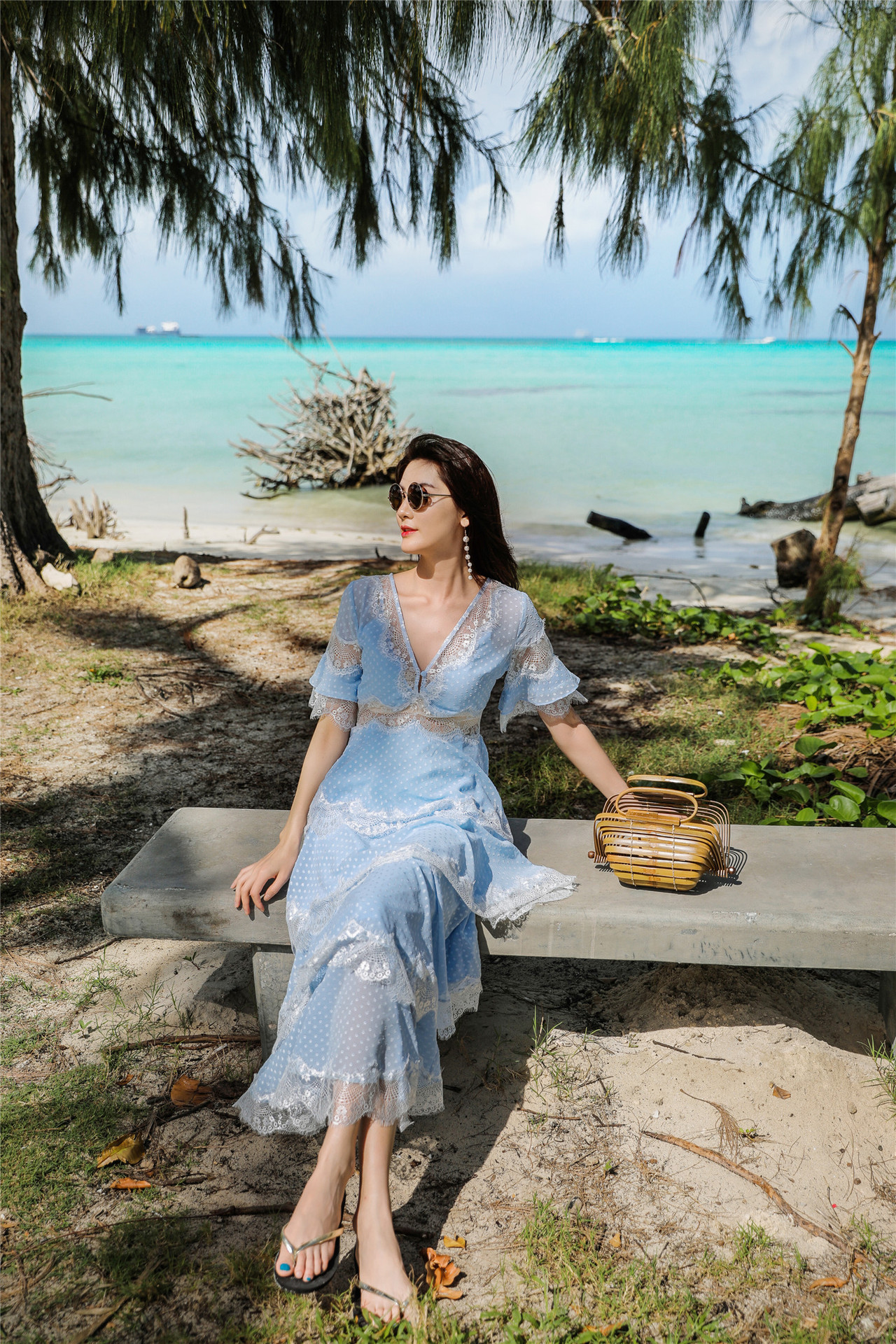 沙滩裙海边度假巴厘岛旅游拍照蛋糕裙长裙显瘦超仙连衣裙女xw330