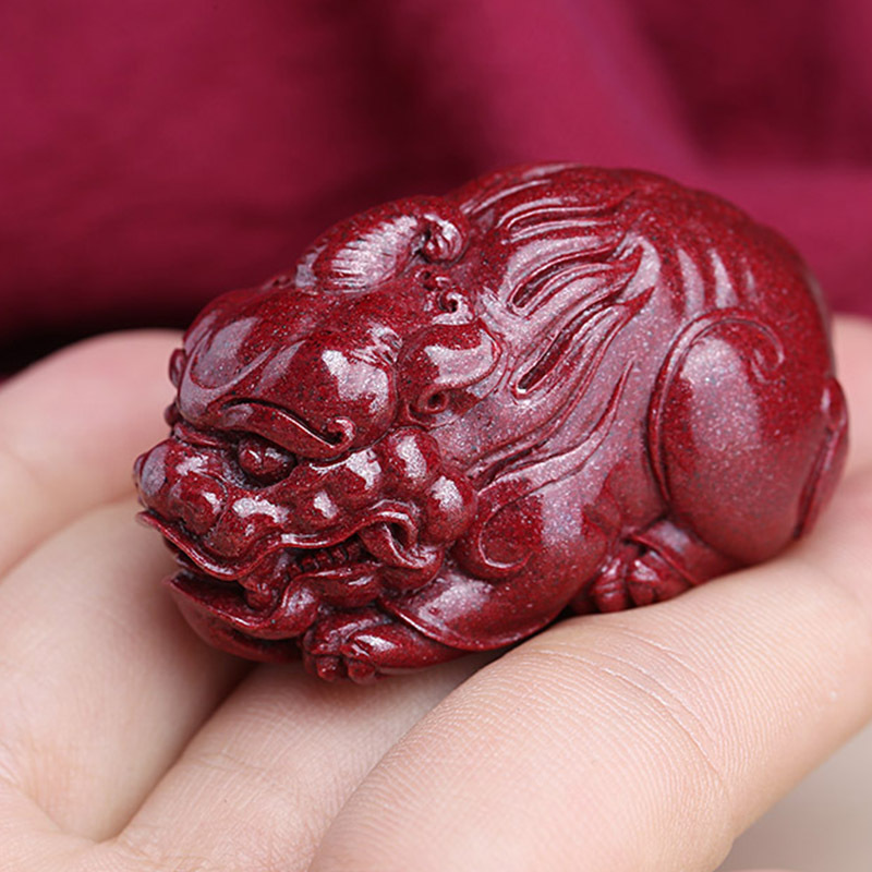 一件代发天然原矿朱砂大貔貅吊坠摆件紫金砂手把件diy饰品配件