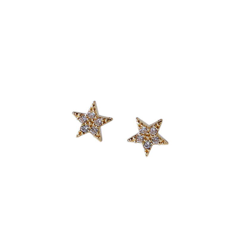 Bright Eyes 925 Silver Needle Plated 14K Real Gold Zircon Micro Inlaid Mini and Simple Small Ear Studs Female Bow Cross Earrings