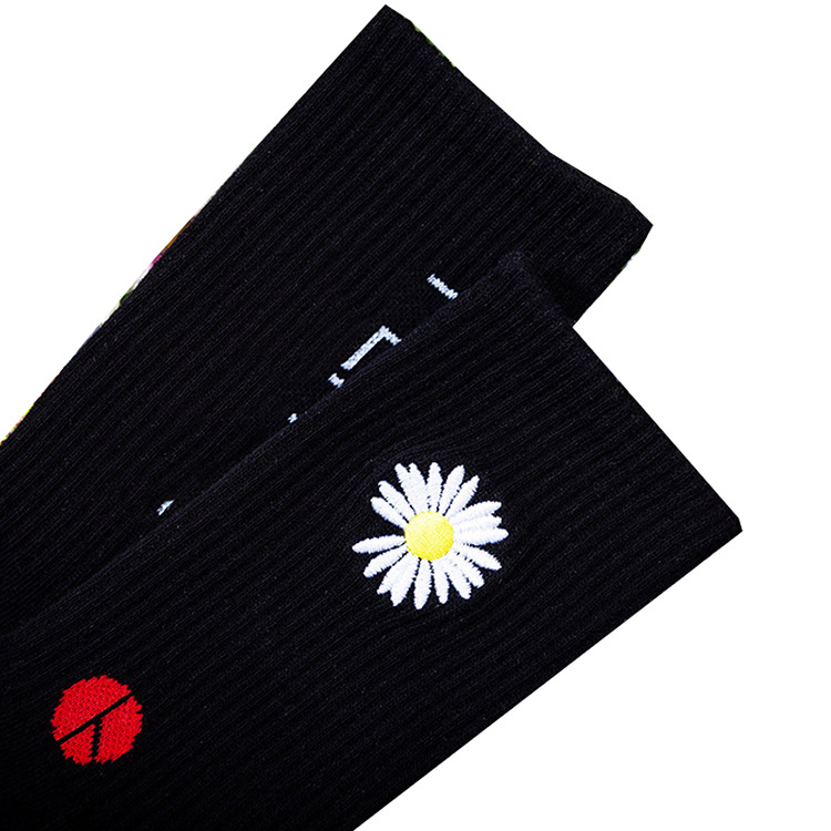 2020秋冬款男女袜子 gd小雏菊花袜子peace中筒长袜子潮 厂家批发