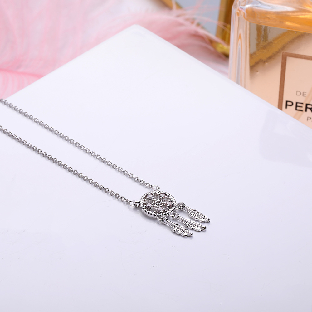 Dreamcatcher Copper Micro Inlaid Zircon Clavicle Chain Japanese and Korean Style All-Match Fashion Internet Celebrity Same Type Female Necklace Neck Accessories Wholesale