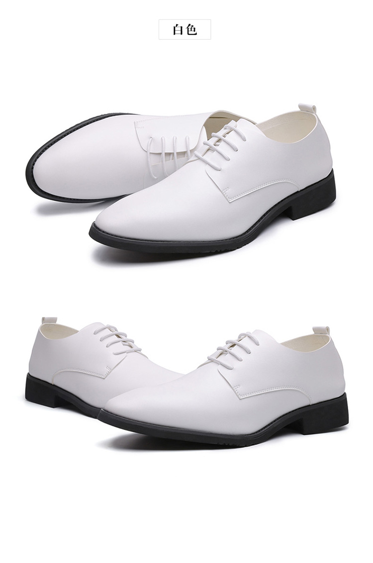 夏季透气白色软底舒适休闲皮鞋男增高皮鞋韩版青年男士工作鞋潮