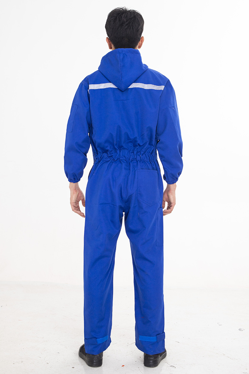 春秋耐脏连体工作服连帽喷漆连体服养殖场服机修井下作业防护工装