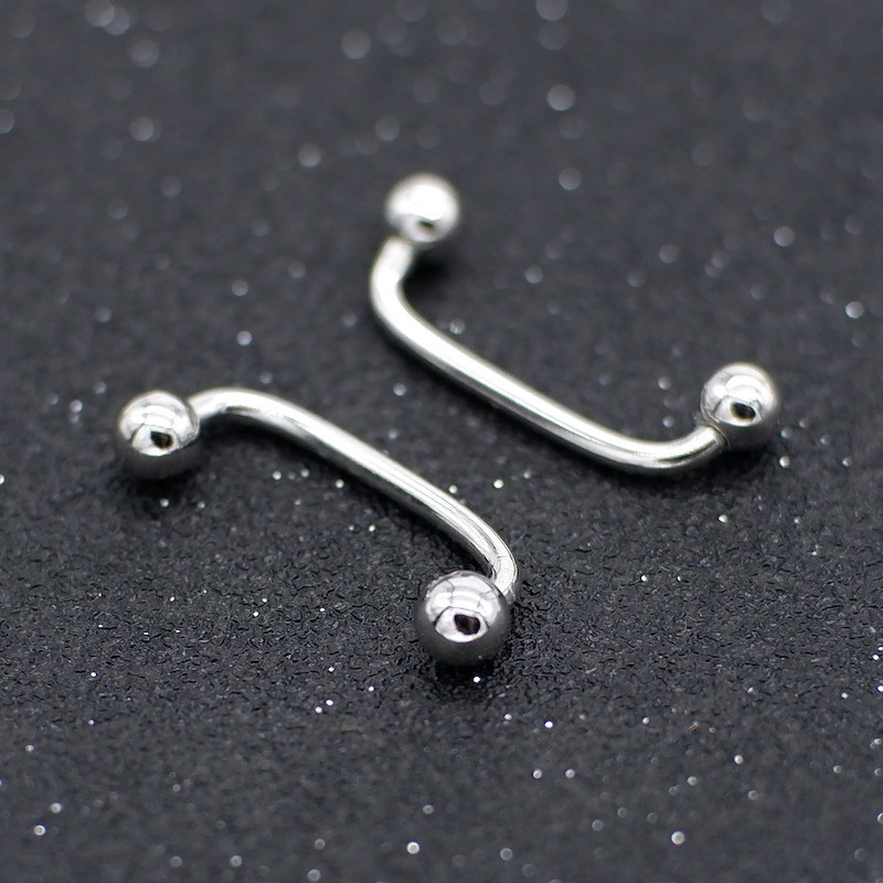 s925银表皮植入钉锁骨钉 双头圆球直角埋骨钉 埋钉 穿刺银饰品