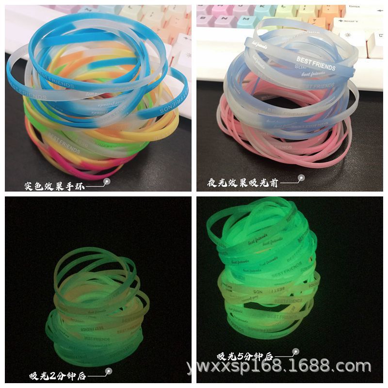 Factory Hot Sale Silicone Bracelet Hot Sale Promotion Gift Printing Solid Color Fluorescent Luminous Luminous Sports Bracelet