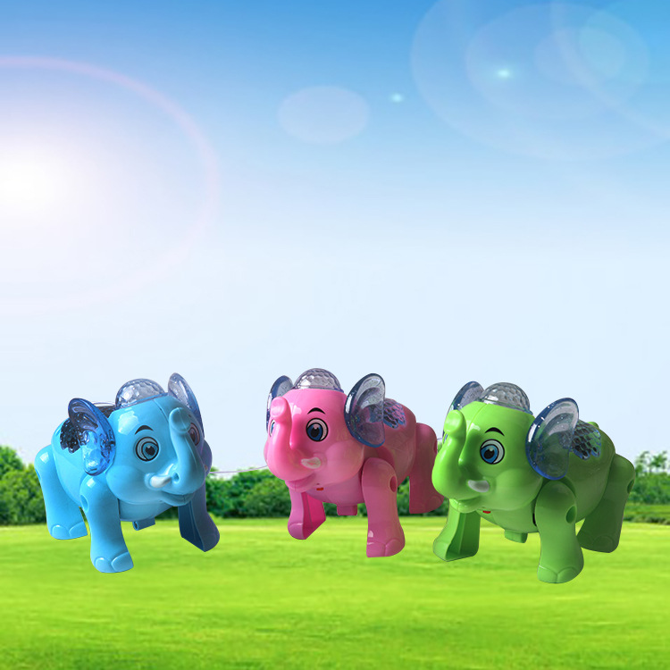 电动牵绳大象卡通小象发光音乐仿真动物儿童宝宝走路公仔玩具批发