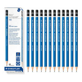 德国staedtler施德楼100蓝杆黑杆10h-12b绘图铅笔 素描 速写铅笔