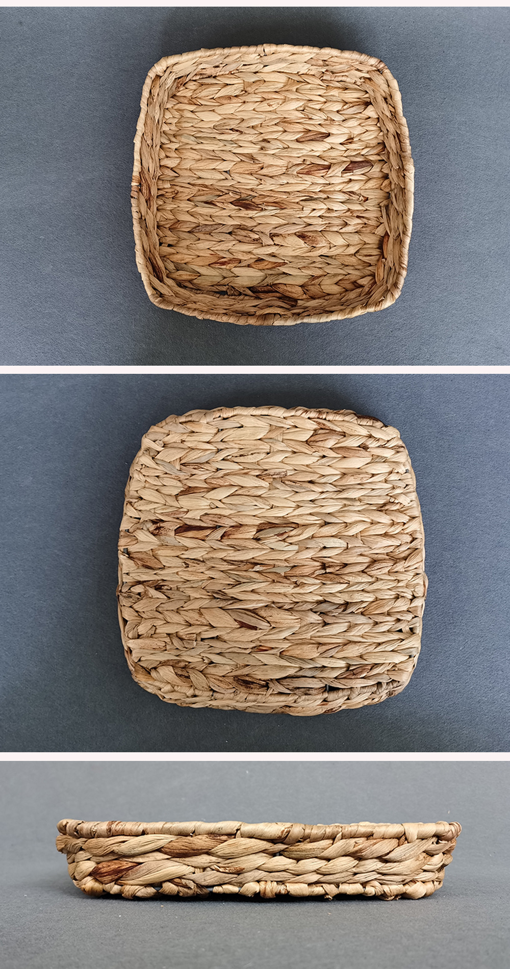 水葫芦托盘 植物藤草编碗碟收纳篮陶瓷垫盘方形置物篮酒店用品筐