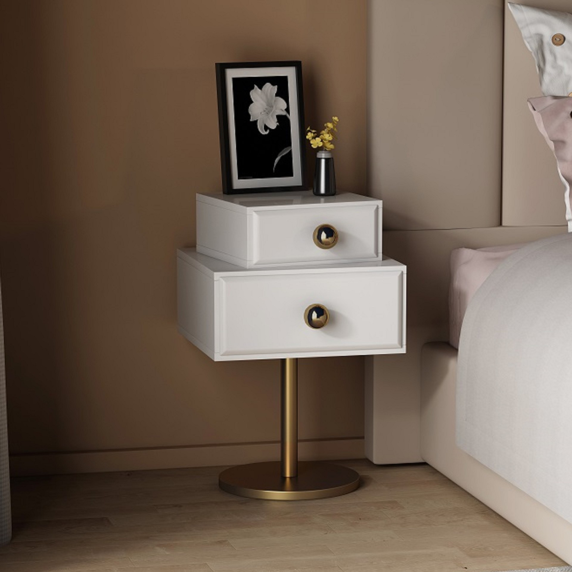 床头柜简约现代轻奢北欧风格ins网红床边卧室创意个性白色设计师