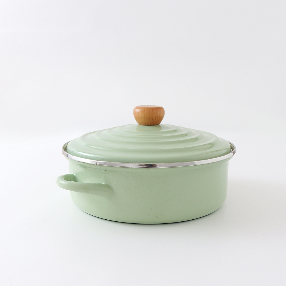 厂家供应实用加厚 搪瓷煮面锅粥锅 双耳锅炖锅烧锅汤锅防溢锅扁锅