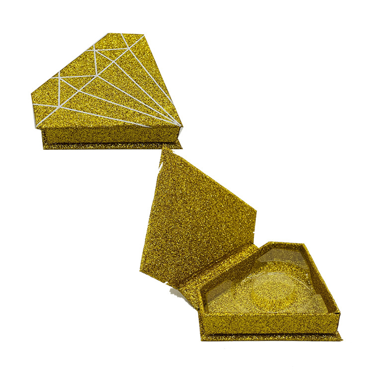 钻石款睫毛包装盒批发钻石盒金葱纸星闪纸现货睫毛盒钻石型可定制