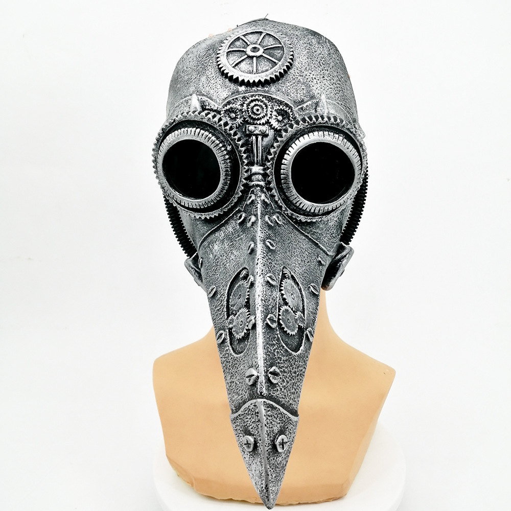朋克风蒸汽万圣节瘟疫医生面具 乌鸦鸟嘴黑死病病毒死亡乳胶面具