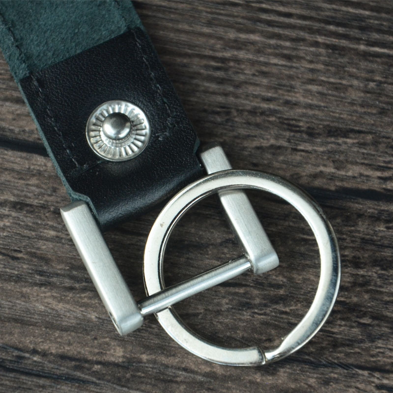 跨境牛皮钥匙扣男简约暗扣锁匙扣商务风皮带汽车钥匙扣可加logo