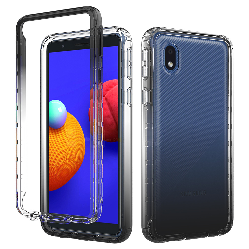 欧美型号 适用于三星a01 core高透双层防摔保护壳 双色渐变保护套