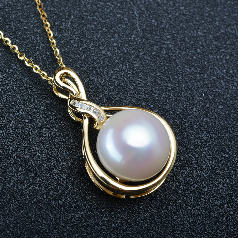 黛蓝 淡水珍珠吊坠 s925银11-12mm几乎无暇珍珠水滴形坠子 送礼盒