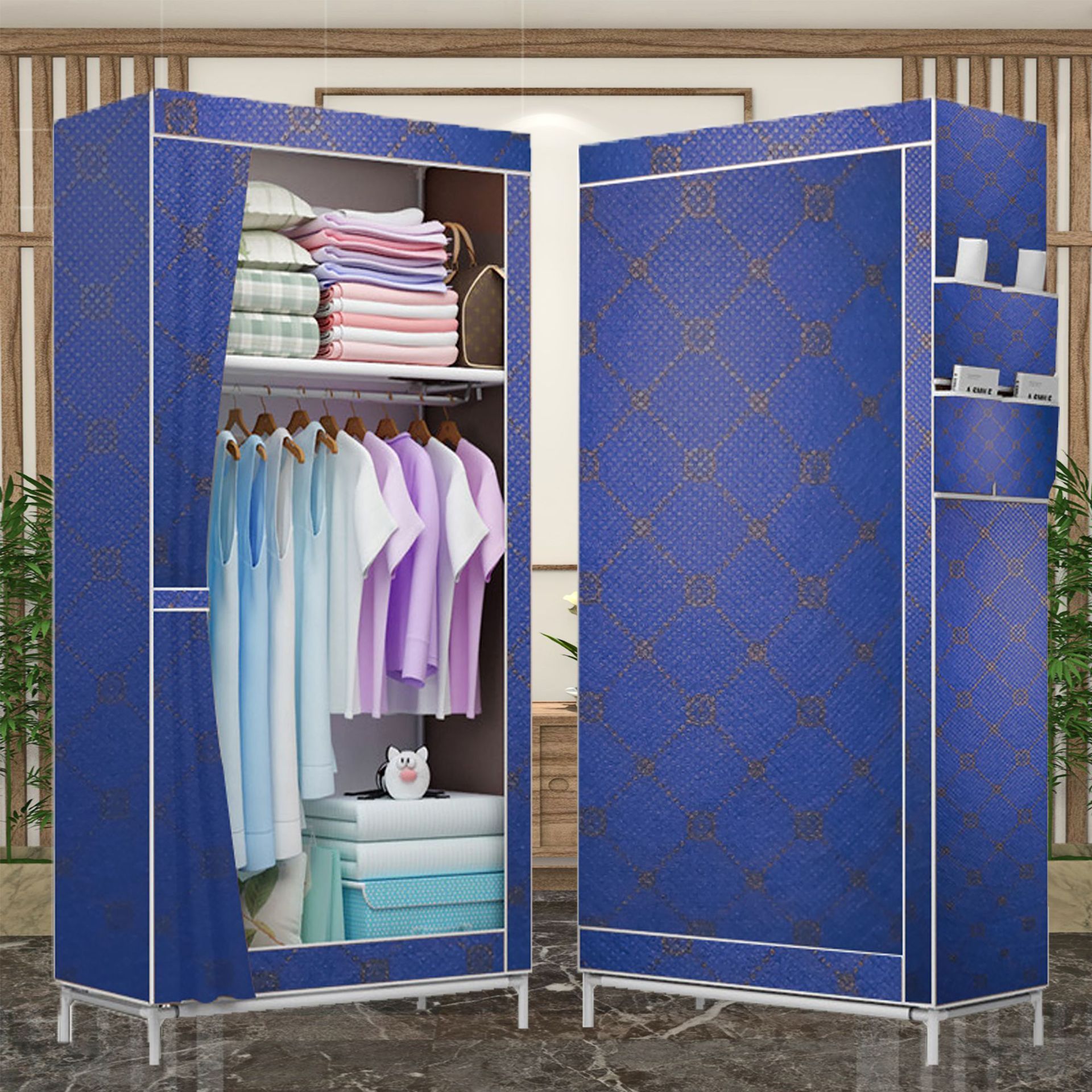 简易衣柜 3d图案衣柜无纺布折叠布衣柜加固衣橱小号全景衣柜厂家
