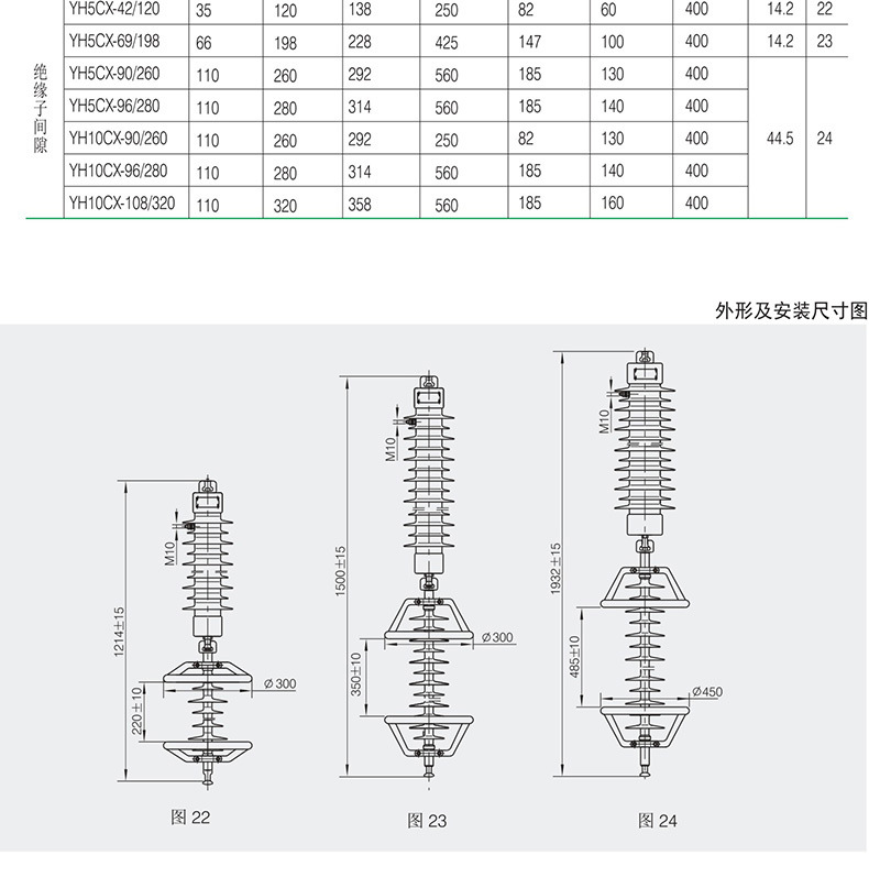 外间隙避雷器35kv110kv避雷器(yh)hy5cx-42/120线路有间隙避雷器