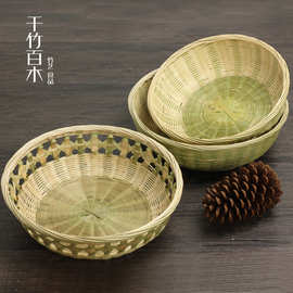 竹饭蓝手工竹编篮子果篮点心篮放油炸食小竹篮家用收纳竹编馒头筐