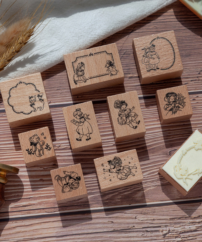 厂家定制木质印章 梦见月亮系列 创意手帐文字diy装饰印画 10款