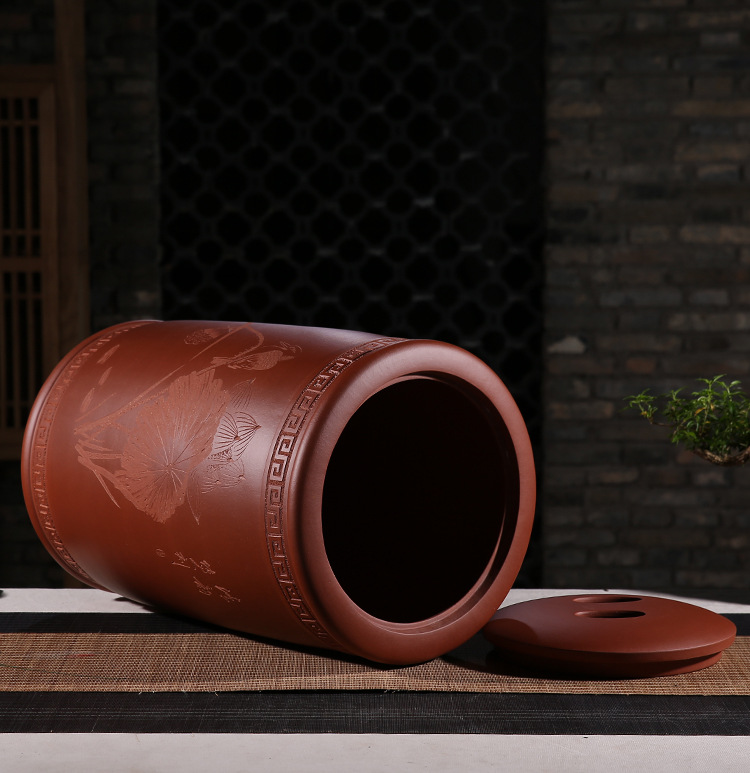 宜兴紫砂大缸特大号普洱存茶缸收藏茶罐高端精品茶叶罐陈列摆设礼