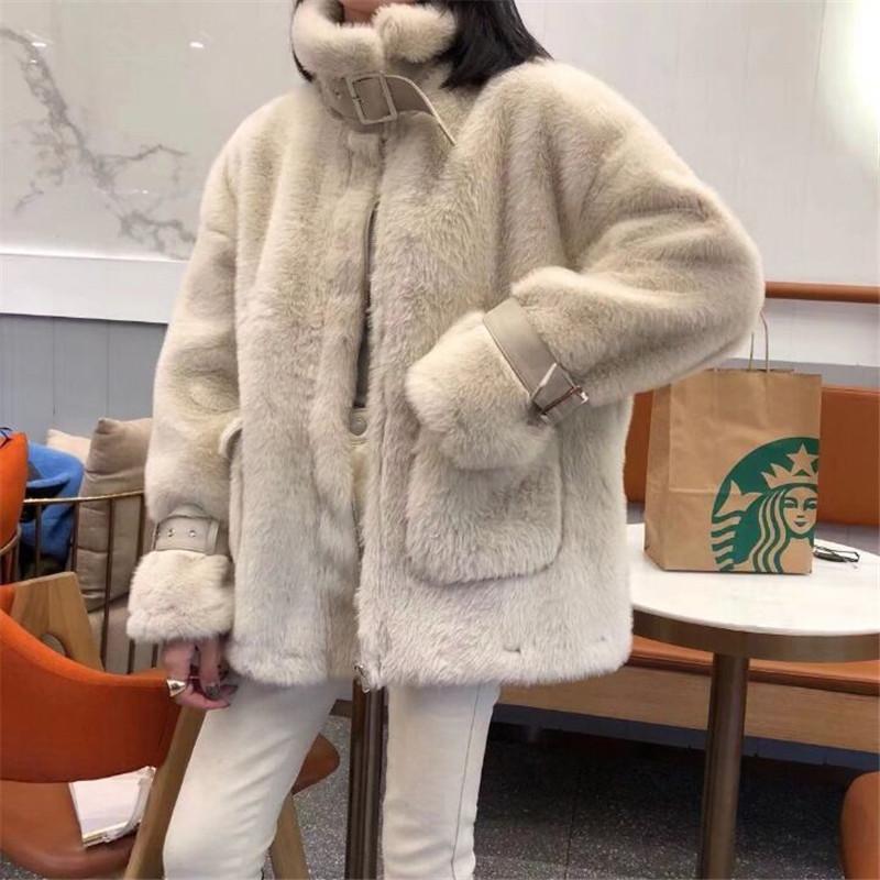 加厚皮草秋冬季新款韩版潮兔毛毛绒外套宽松夹克毛茸茸大衣女