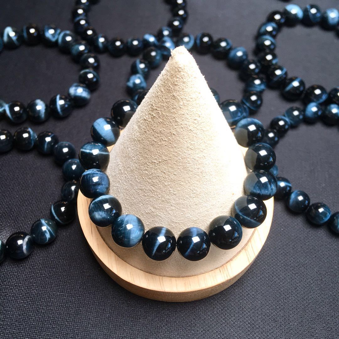 天然蓝虎眼石闪电猫眼手链虎眼石手链饰品批发