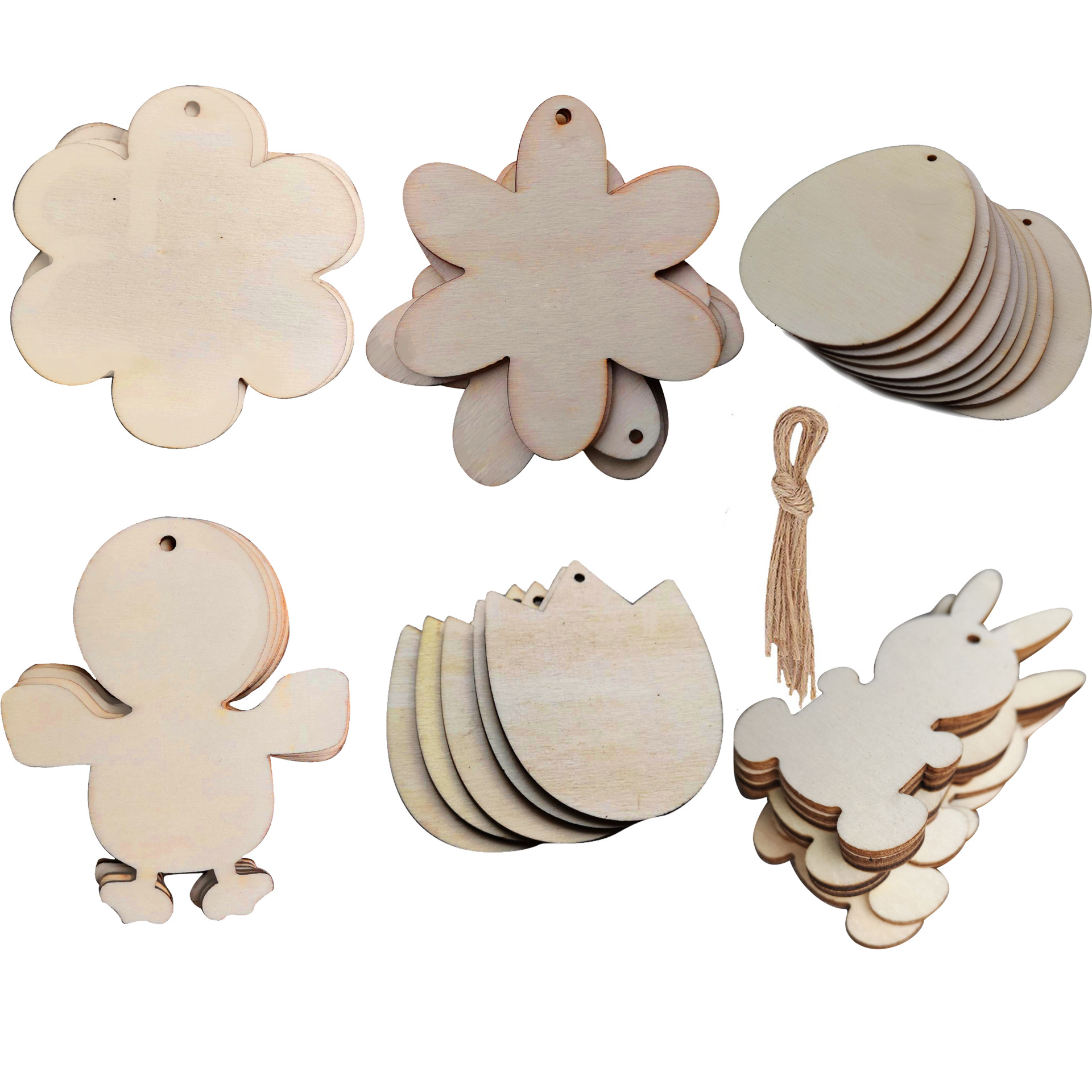 木制工艺品 复活节新款木质木片绘画家居装饰品