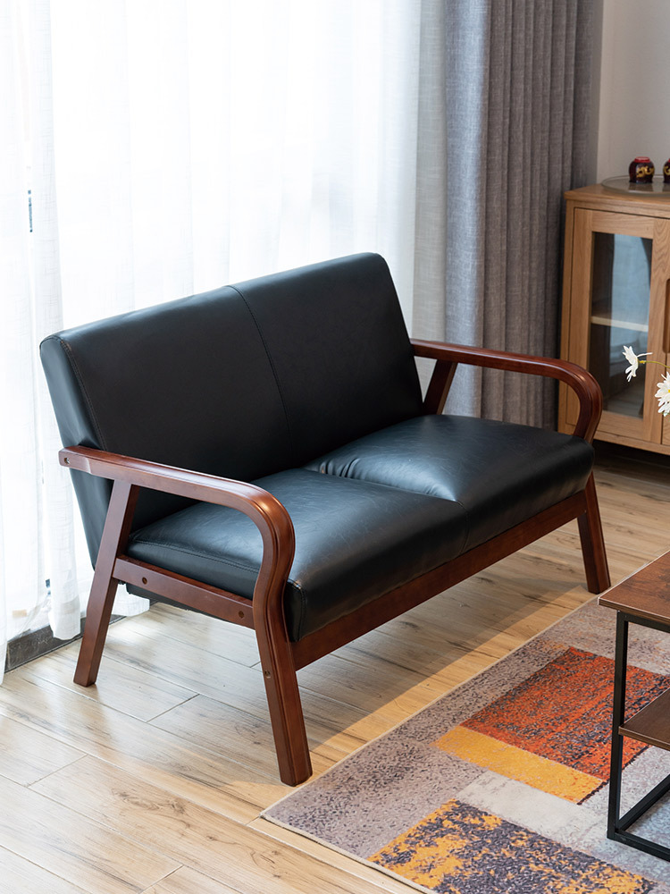 隔断曲木扶手沙发单双人二人三人实木布艺简约客厅小户型小沙发