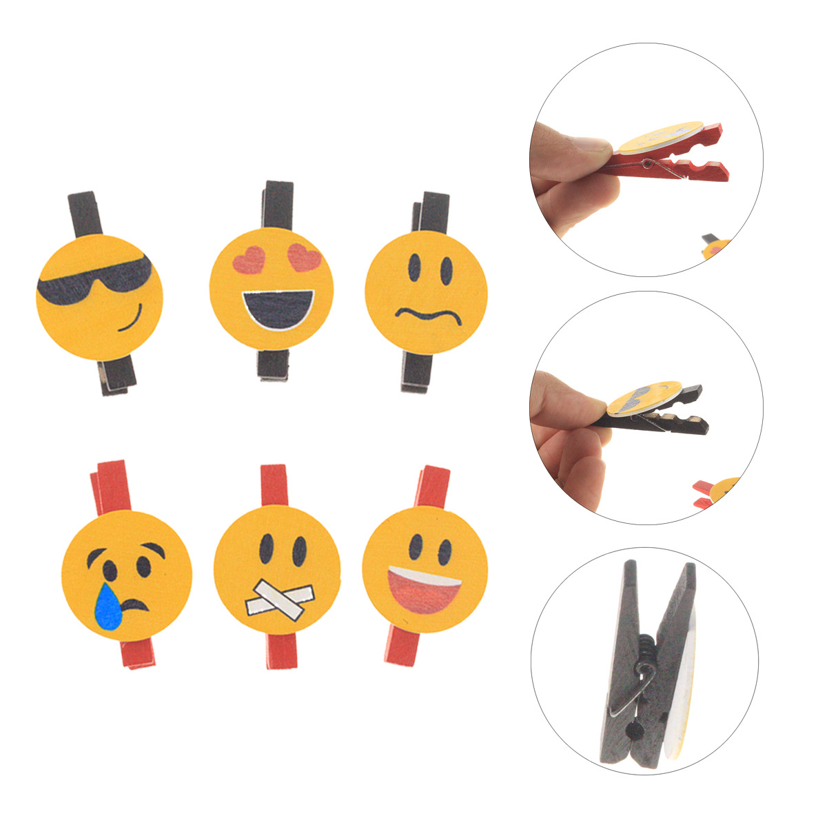 厂家直销可爱卡通木质夹子笑脸表情包小夹子照片票据夹便条便签夹