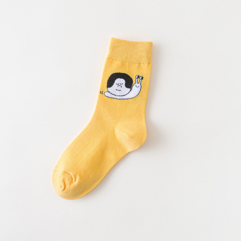新款袜子女 搞怪卡通头像ins风韩版女生棉袜中筒袜批发一件代发