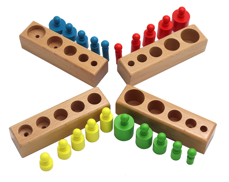 蒙氏幼儿园早教玩具圆柱体积木宝宝木制益智启蒙教具手眼协调训练