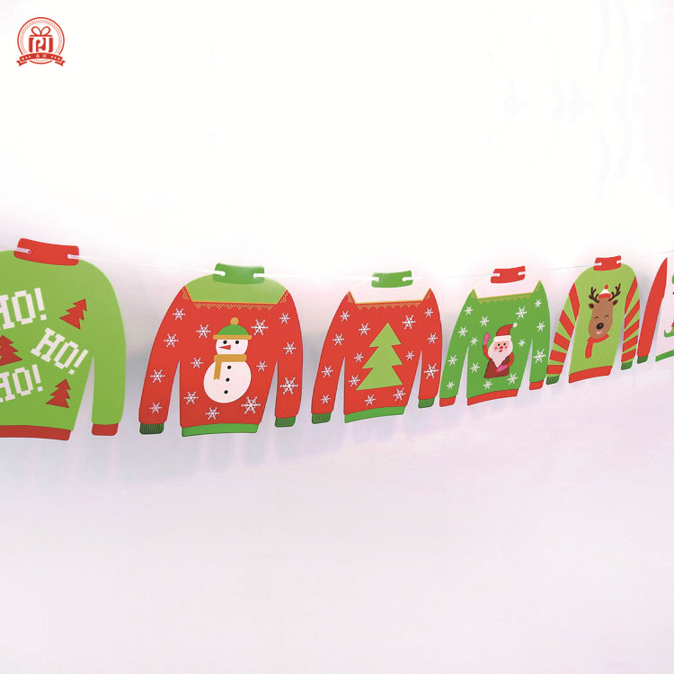 Christmas Decoration Supplies Pull Flag Made by Paper Party Gathering Letter Bunting Holiday Scene Decoration Arrangement Pull Flag Set