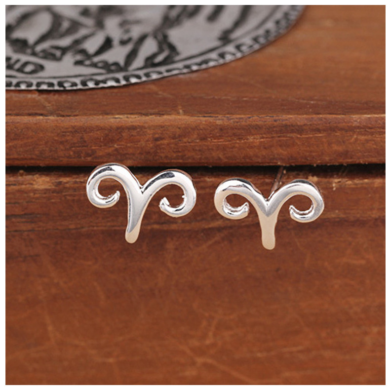 润鑫新款时尚小羊角耳钉百搭女韩版光面耳环简约森系学生小众设计