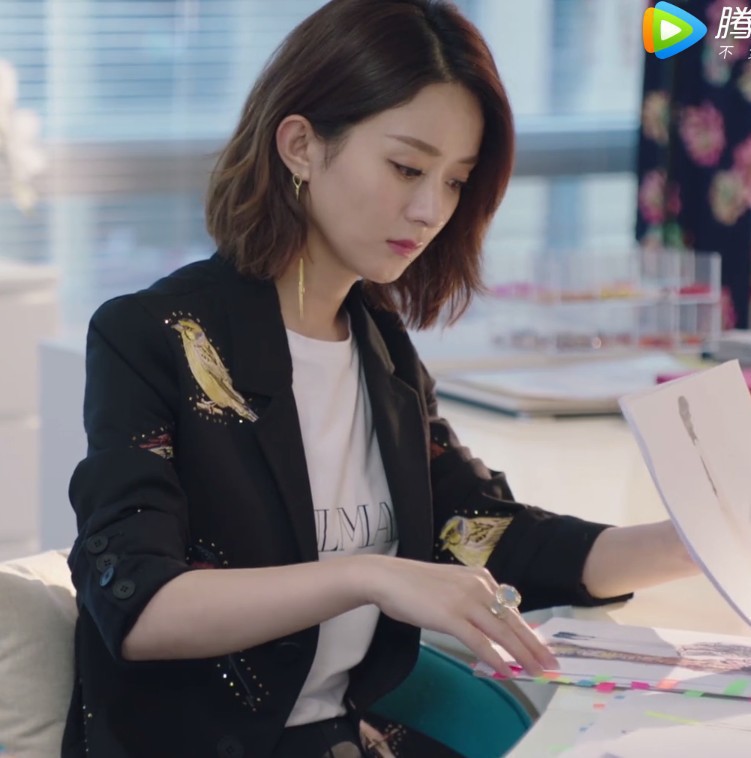 你和我的倾城时光林浅赵丽颖明星同款衣服刺绣小鸟西装外套西服女