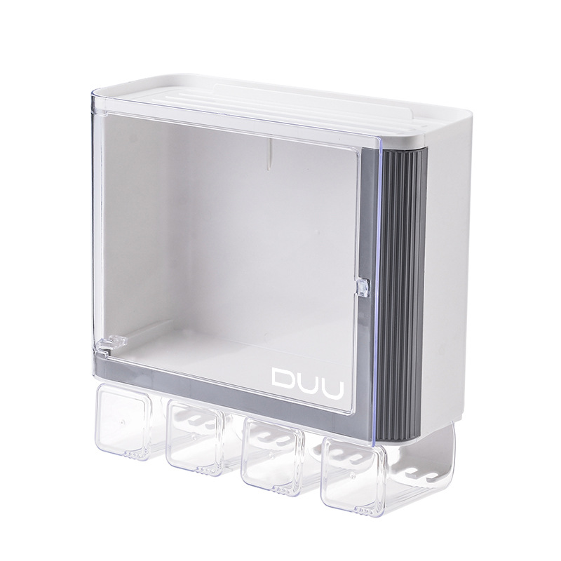 New Wall-Mounted Toothbrush Storage Rack Bathroom Cosmetics Plastic Pp Transparent Storage Rack Punch-Free Organizing Rack Wholesale