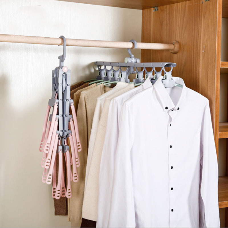 八合一多功能衣架 伸缩折叠旋转魔术成人防滑衣架衣柜收纳衣架
