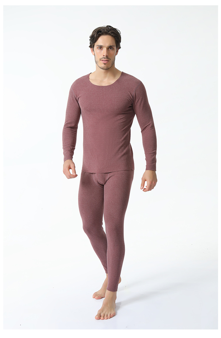 厂家直销男士秋衣秋裤打底套装双面双色磨毛德绒无痕发热保暖内衣