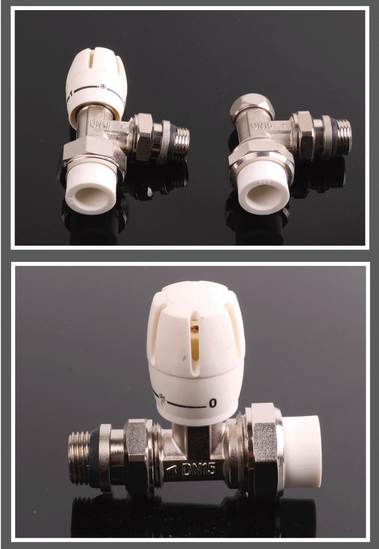 暖气片温控阀门散热器暖气片ppr温控阀铝塑管温控角阀直阀4 6分铜