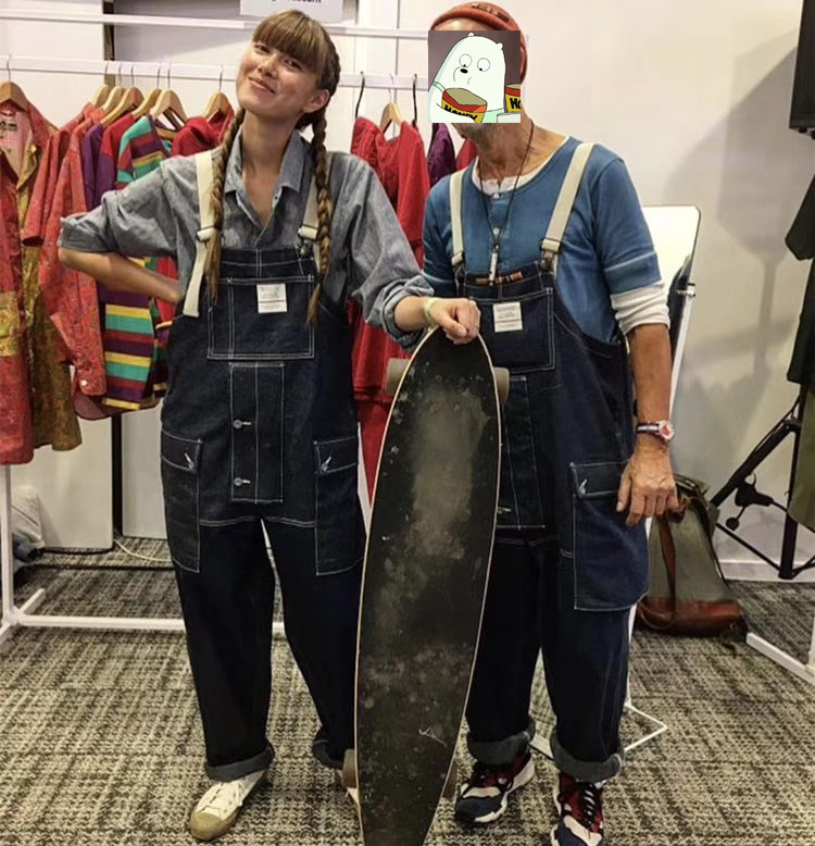 工装连体裤男式吊带牛仔长裤欧美潮牌工人工作服宽松休闲背带裤