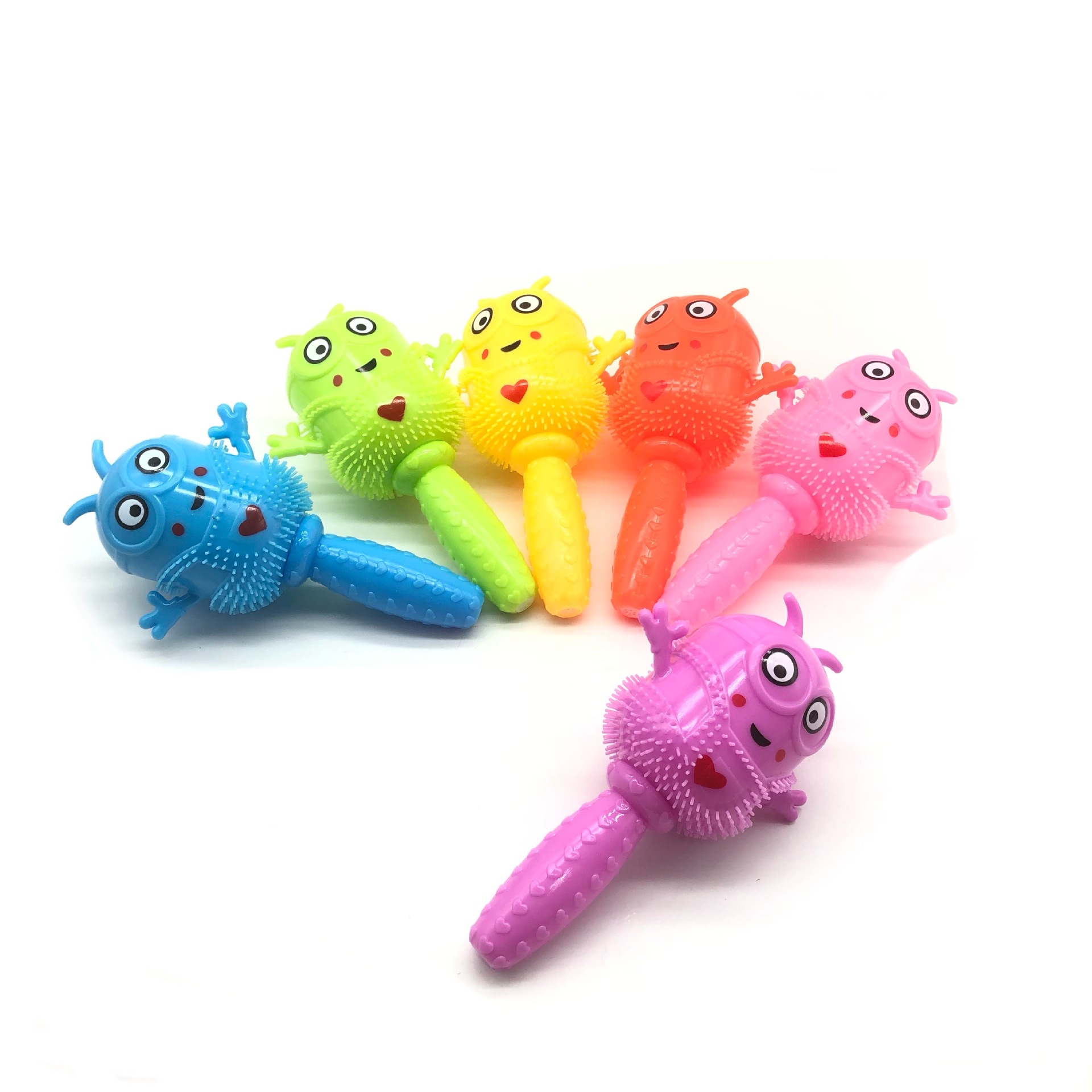 批闪光球儿童玩具刺猬球带刺球发声按摩球笑脸刺球捏捏叫带柄刺球