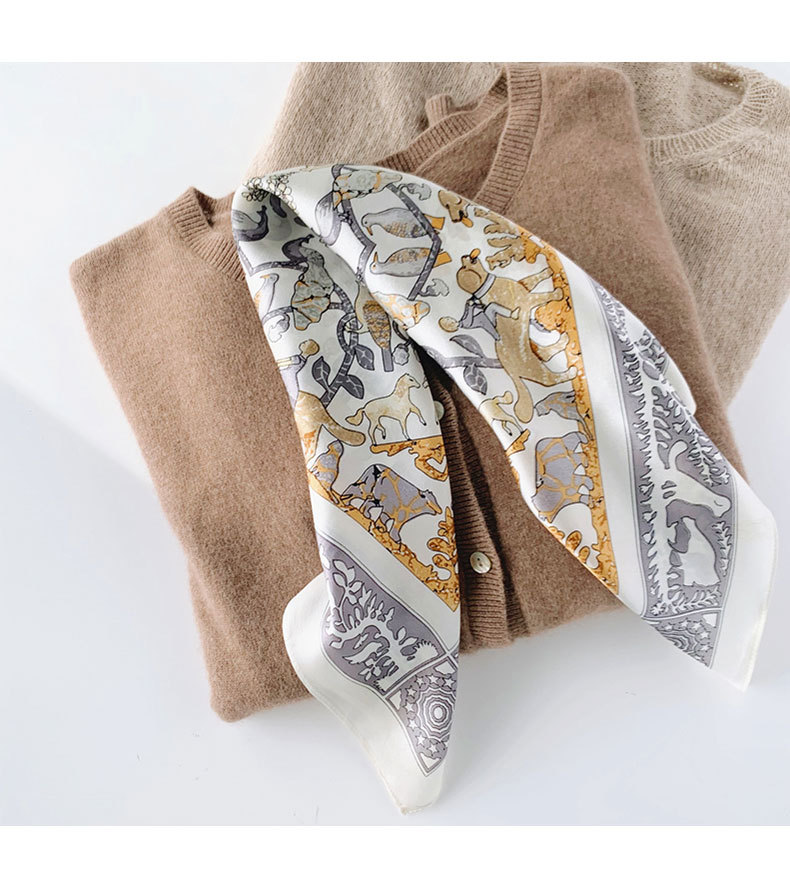 复古欧式花鸟真丝丝巾小方巾女春夏季韩版装饰百搭颈部小领巾