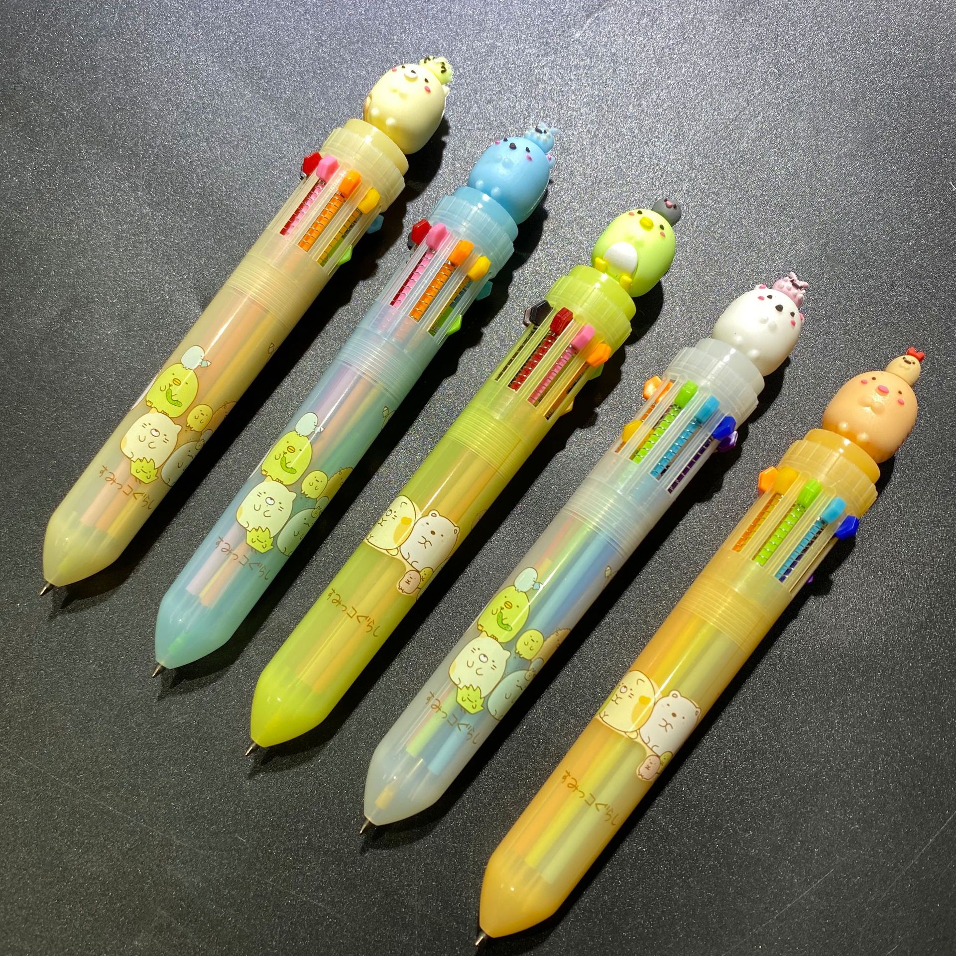 19104日系萌宠墙角动物团子十色圆珠笔学生文具用品按动手账笔