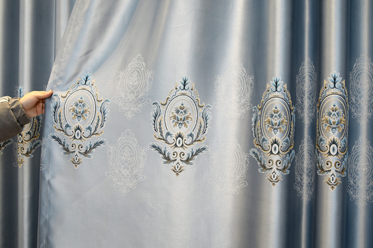 厂家直销新款遮光窗帘布卧室北欧客厅定制 蚕丝锦缎提花窗帘