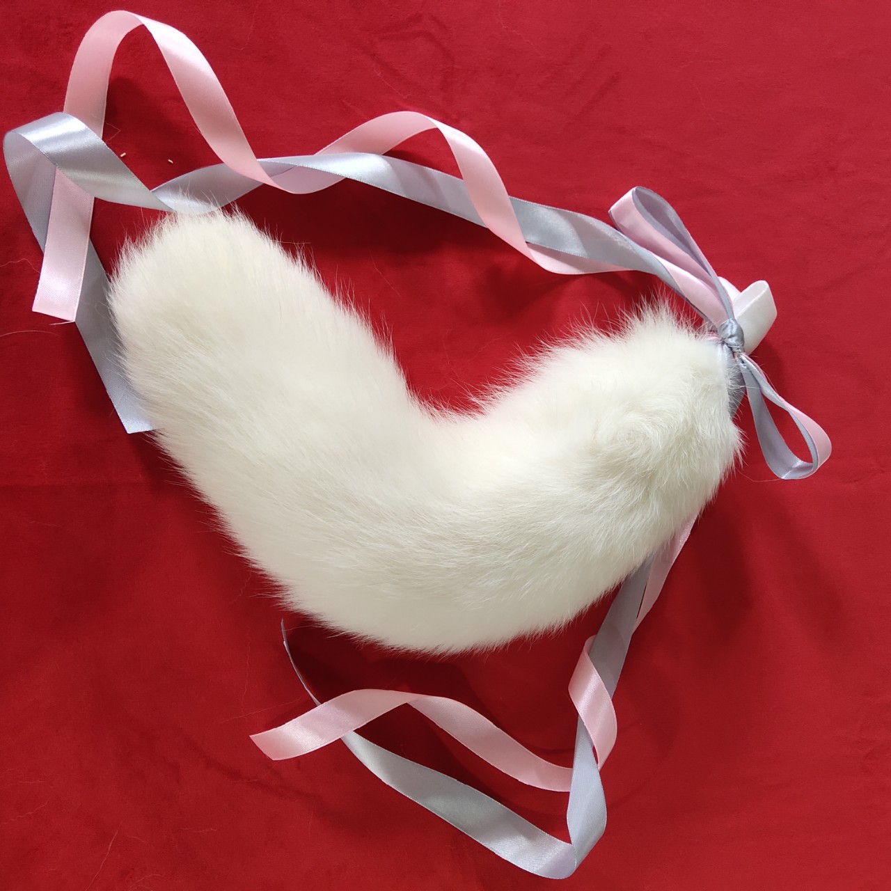 纯白色狐狸尾巴肛塞真狐狸尾巴毛可以做各种尺寸男女后庭玩具