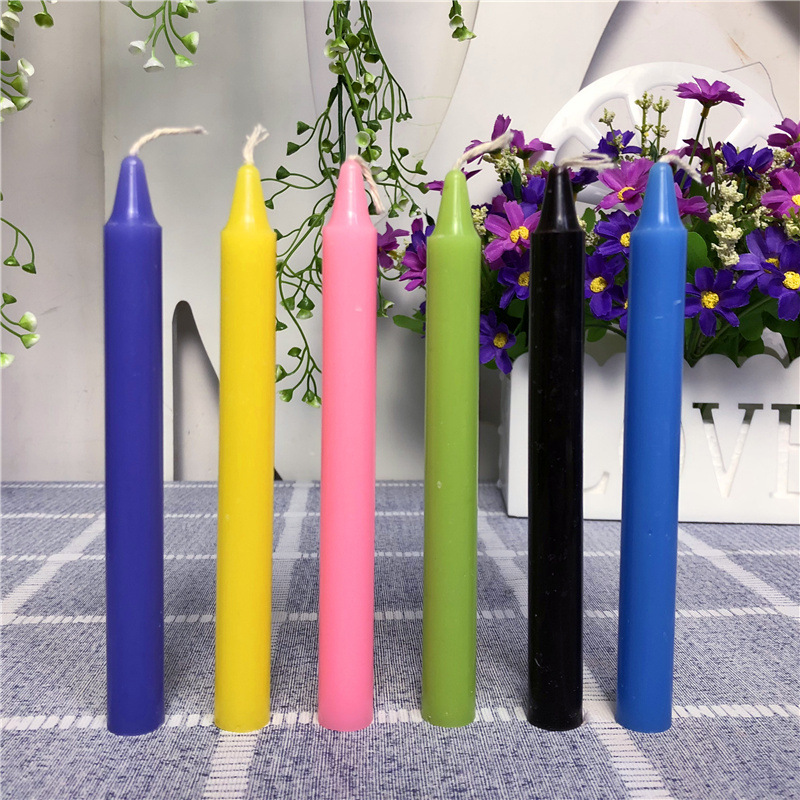 Internet Celebrity Colored Candle Household Candle Smoke-Free Romantic Wedding Emergency Long Brush Holder Emergency Ordinary Candle Colored Candle