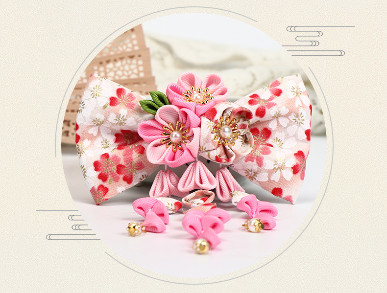 原创女士发卡和风花发夹日本和服配饰动漫发饰可爱流苏蝴蝶结发夹