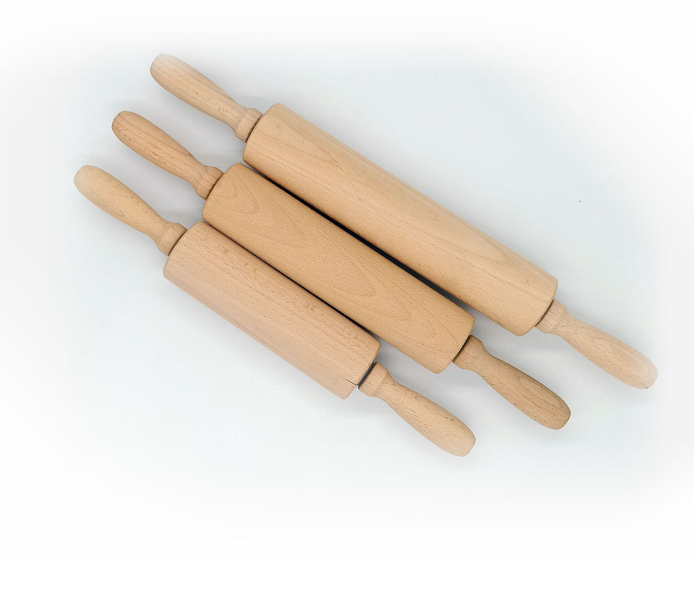 德国超市同款滚轴擀面杖实木擀饺子棍揉面杆面粉棒滚轮活动擀面杖