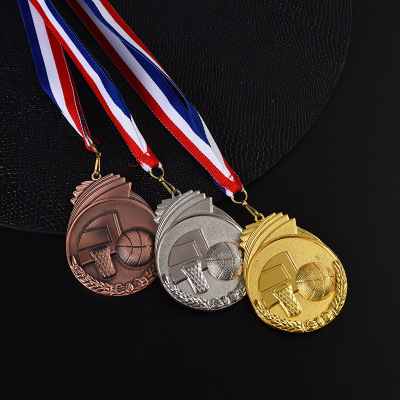 篮球俱乐部冠亚季军通用奖牌 学校运动会集体赛金银铜牌印字定制