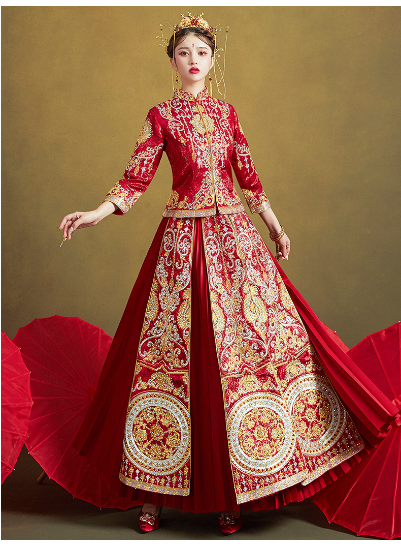 秀禾服新娘2020新款中式婚纱秀禾结婚礼服盘锦绣禾服秀和服春季女