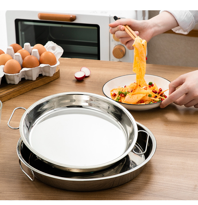 厂家直销 不锈钢凉皮盘 蒸锣锣家用肠粉蒸盘 凉皮盘菜盘